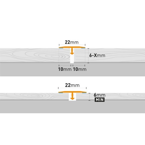Arbiton CS22 burkolatváltó és hézagtakaró T-profil, CORONA OAK 39 - 22mm/1,86m