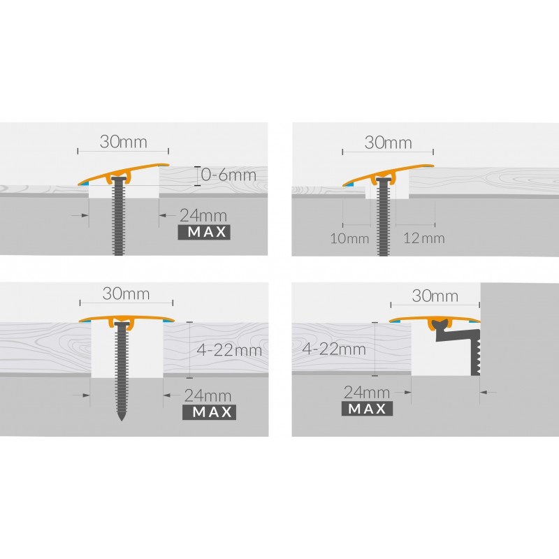 Arbiton CS30 burkolatváltó és szintkiegyenlítő profil, LIBERTY OAK 7 - 30mm/1,86m
