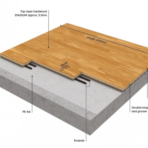 Boen Boflex Stadium Tölgy Lakkozott Squash Sport parketta. 10036181