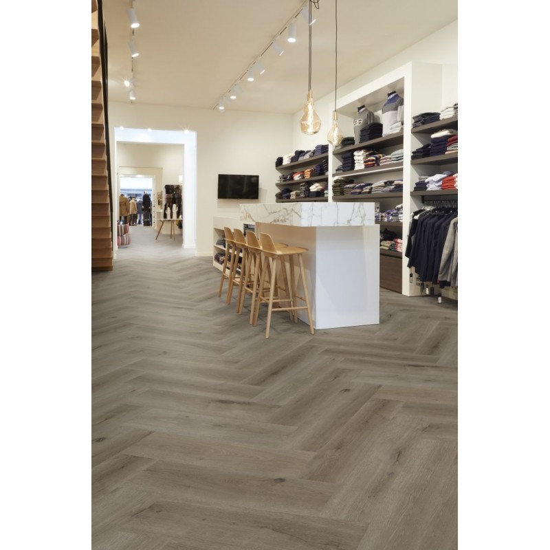 COREtec Essentials Herringbone Texas Oak H86 50LVRH2486 halszálka, klikkes vinyl padló int. parafa alátéttel