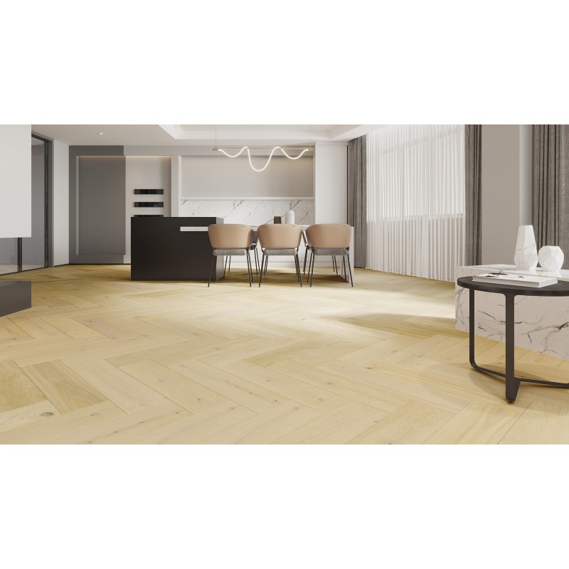 Barlinek Herringbone Bianco Tölgy matt-lakkozott halszálka parketta. 1WC000040