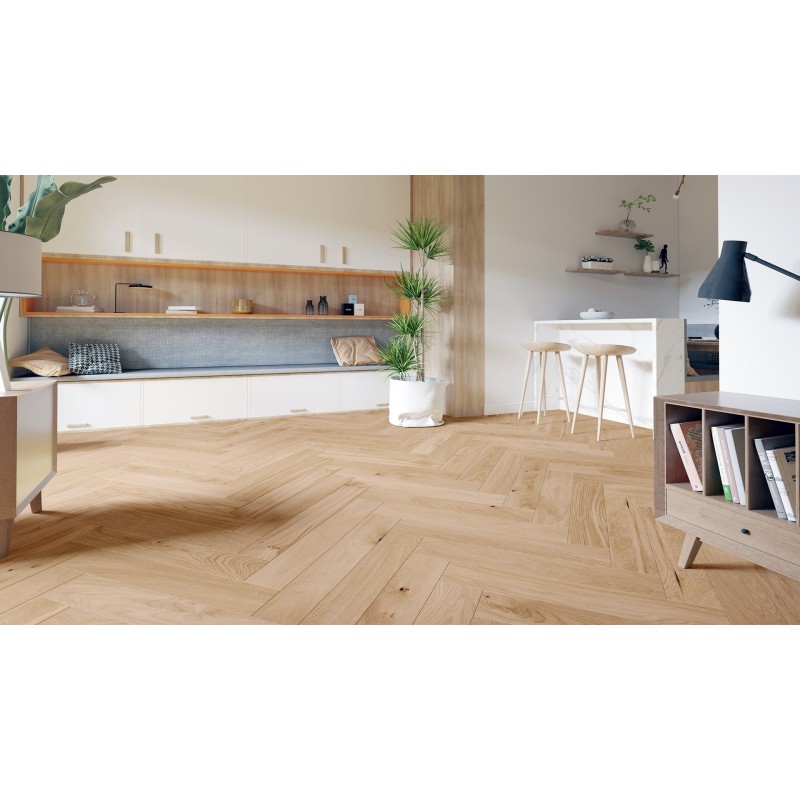 Barlinek Herringbone Lombardy Tölgy matt-lakkozott halszálka parketta. 1WC000039